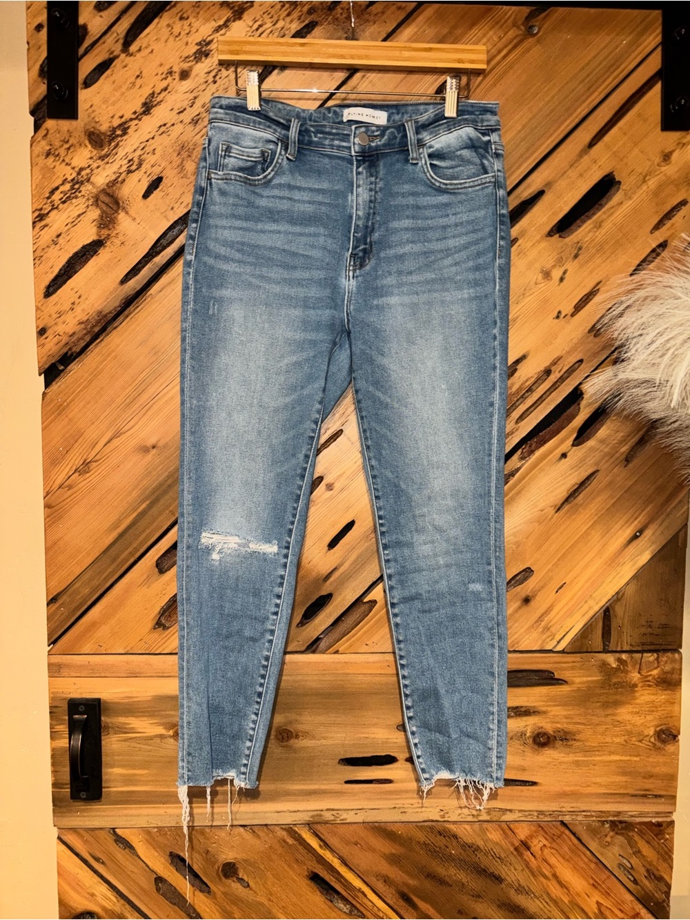 Flying Monkey Light Wash Blue Distressed High-Waist Jeans